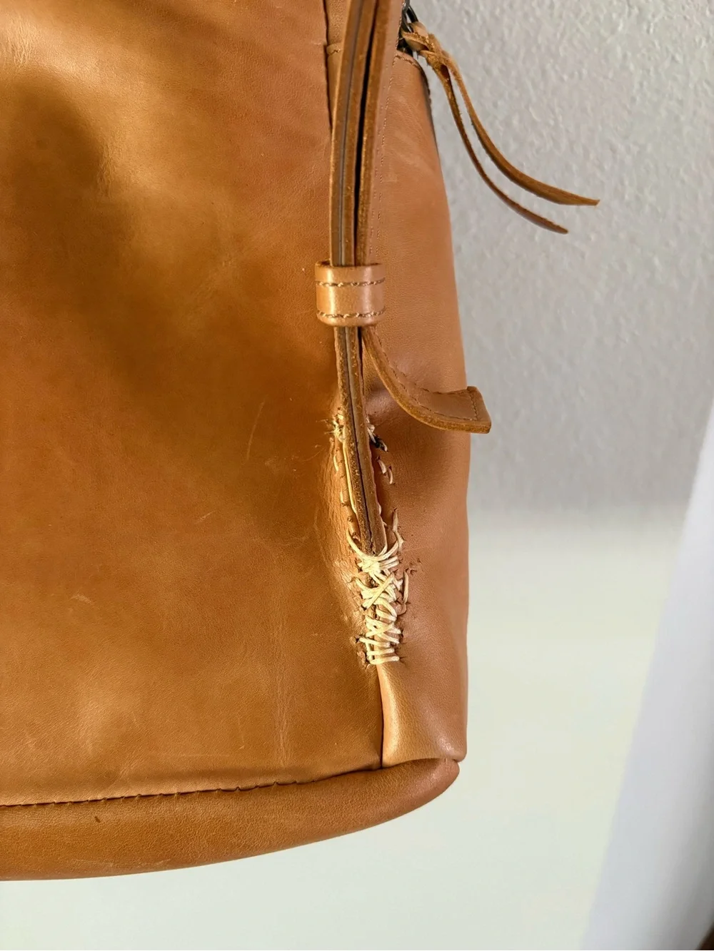ABLE Alem Leather Backpack in Cognac